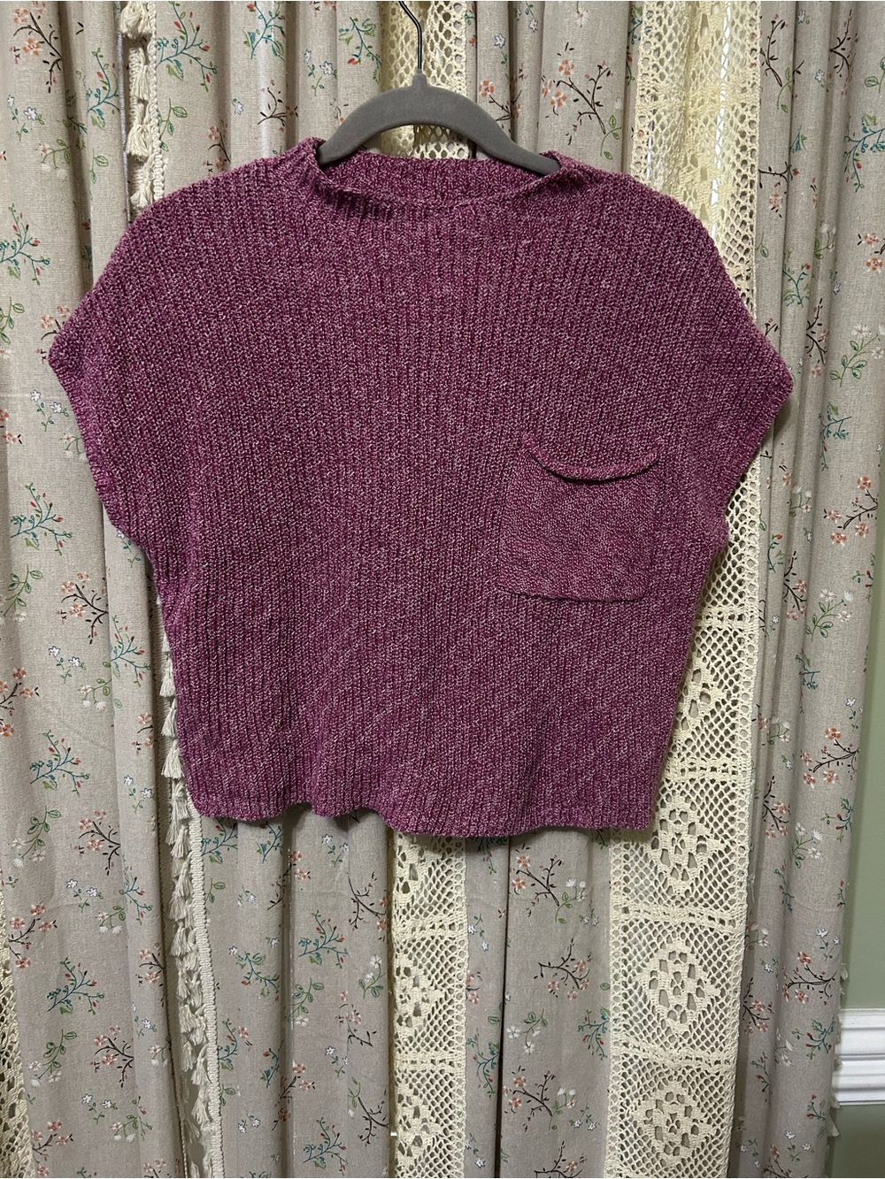 Free People Beach Cotton Knit Sweater Tee – Pink Marled | Size S/P